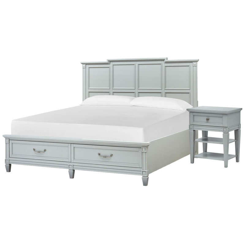 Lit très grand avec rangement Birdsall, Très grand, 2 Pcs: Bed, Nightstand