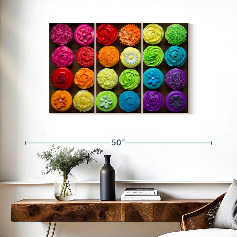Yarlin Rainbow Cupcakes, 24" H x 38" W
