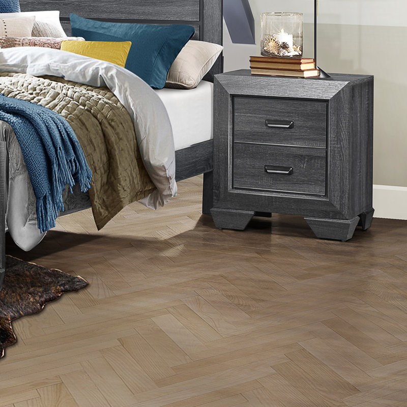 Henry 23.5'' W Solid Wood Nightstand, Gray