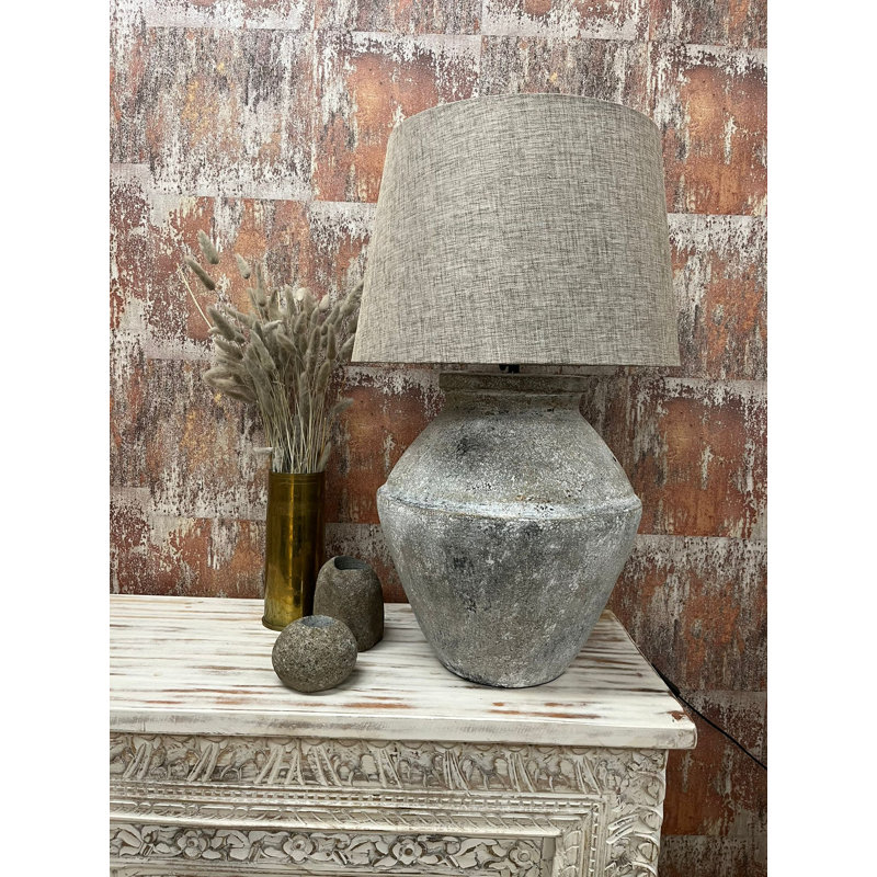 Anife Ceramic Table Lamp, Grey, Grey, Grey Tones