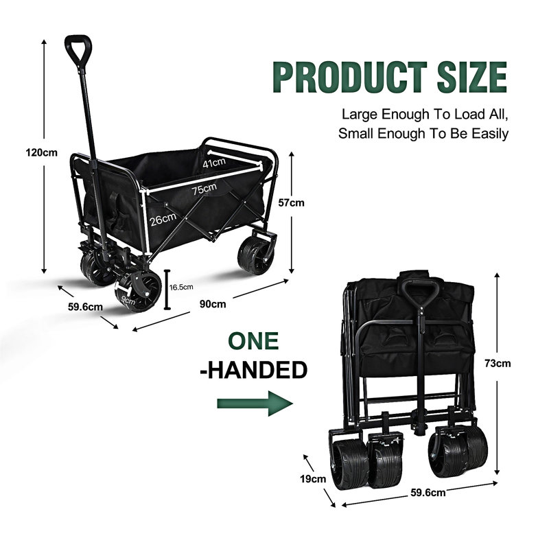 Collapsible Folding Beach Wagon Cart With Wheels