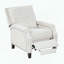 Fauteuil inclinable par pression - Tissu texturé blanc cassé - Garniture cloutée - Pieds en bois apparents