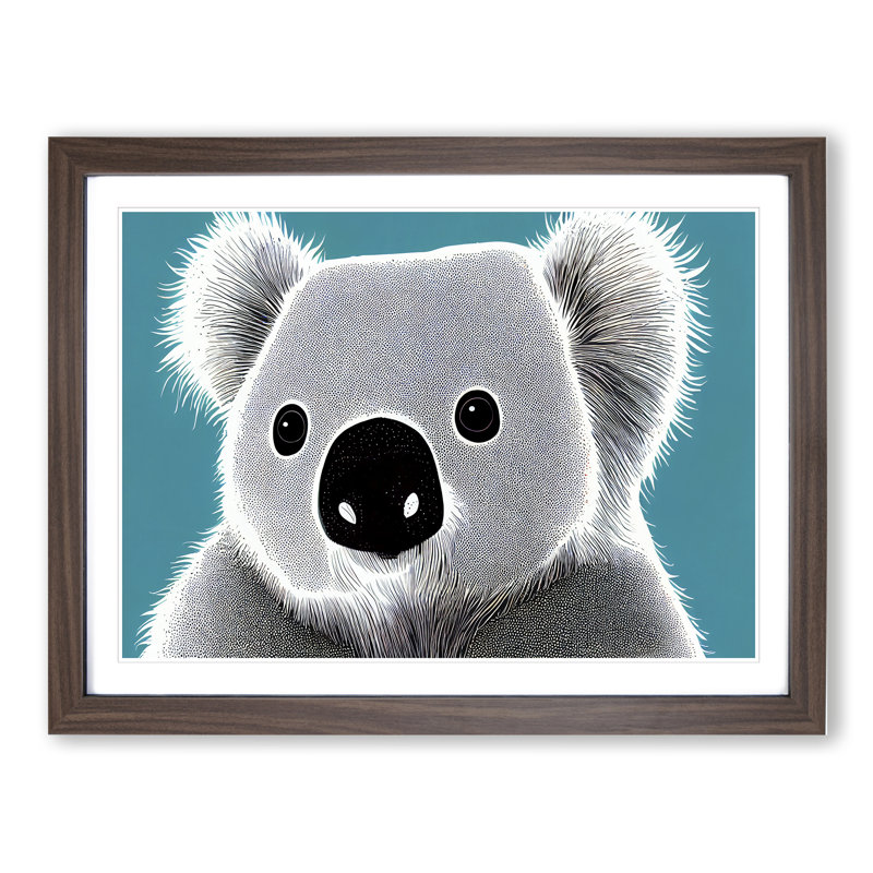 Cute Koala Bear - Framed Print, 46cm H x 64cm W x 2cm D, Walnut