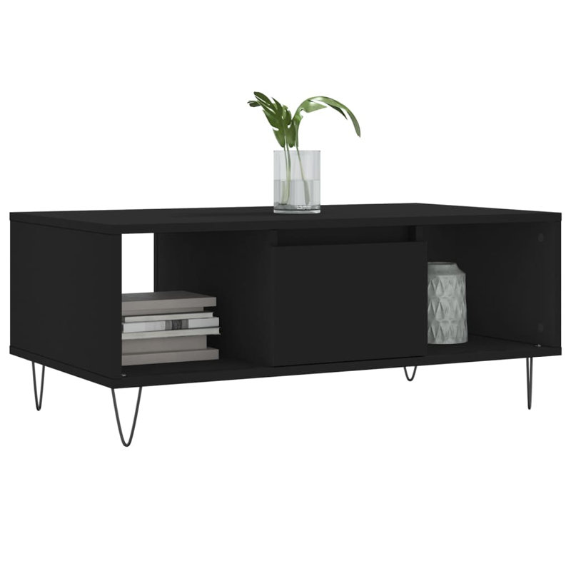 Nairah Four Leg Coffee Table with Storage, Black