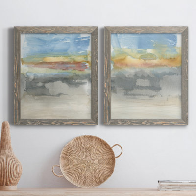 High Desert Sunset I - ensemble de 2 peintures sur toile encadrées