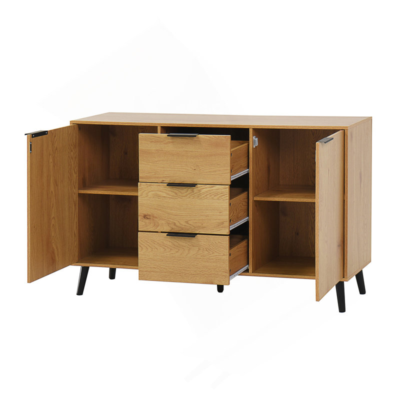 Buffet spacieux avec rangement, bar à café en bois, armoire de cuisine de 47,2 pouces, 3 tiroirs et 2 portes, idéal pour les cuisines modernes et les salles à manger