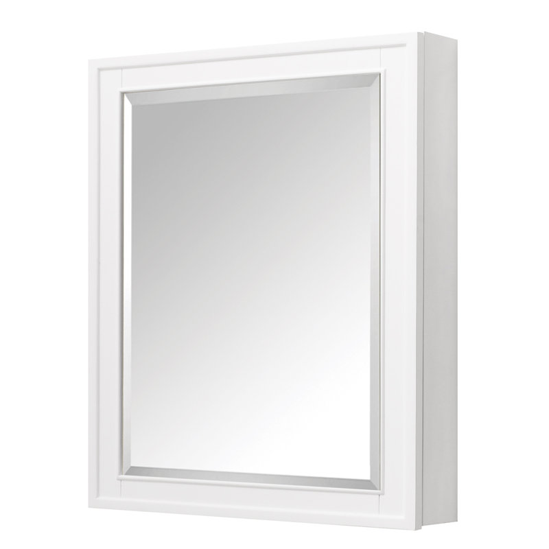 Charley Surface Mount Framed Medicine Cabinet with 3 Shelves, White, 36" H x 28" W x 6.25" D