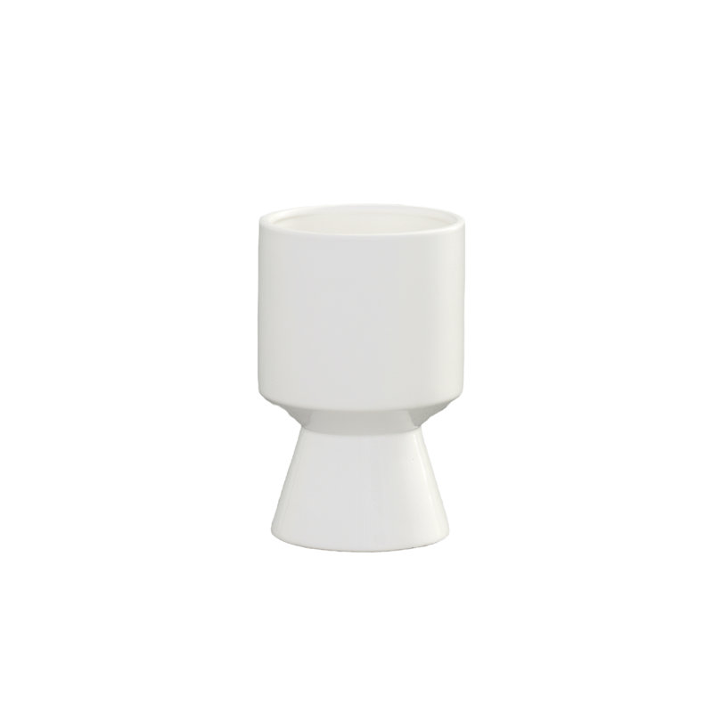Ceramic Round Pot Gloss Finish White.