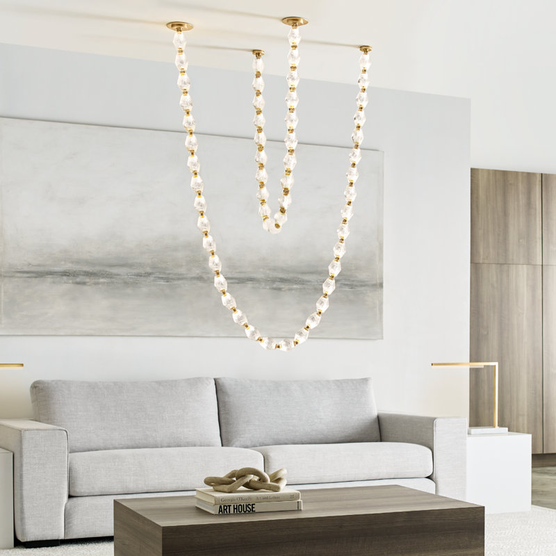 Collier 108 Chandelier, Hand Rubbed Antique Brass, 115.1" H x 2" W x 2" D