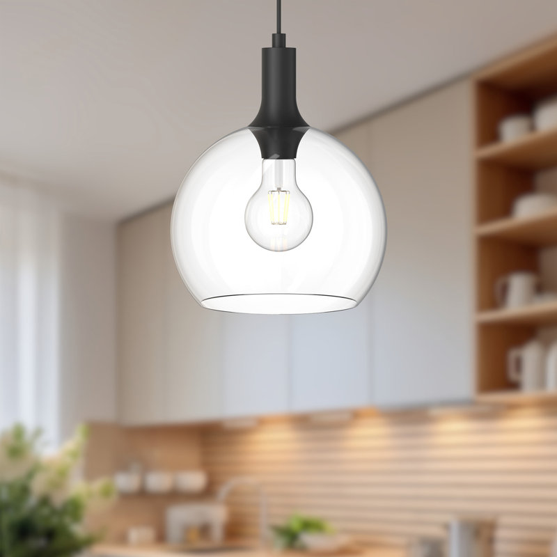 Castilla Mini Globe Pendant Light in Matte Black with Clear Glass