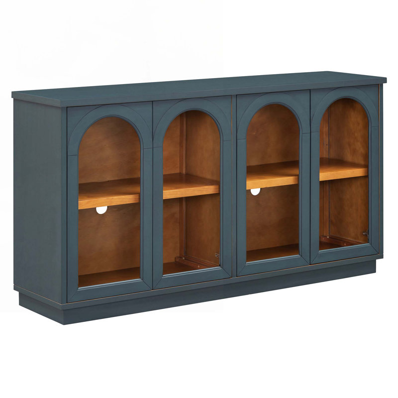 Console de rangement en bois 60 po avec 3 tiroirs et armoire, Marine
