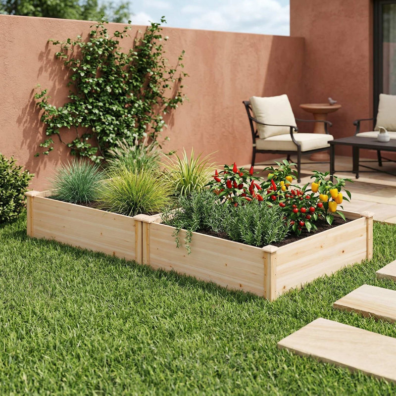 Lit de jardin surélevé en bois massif naturel 40 x 40 pouces résistant aux intempéries avec trous de drainage pour le jardin