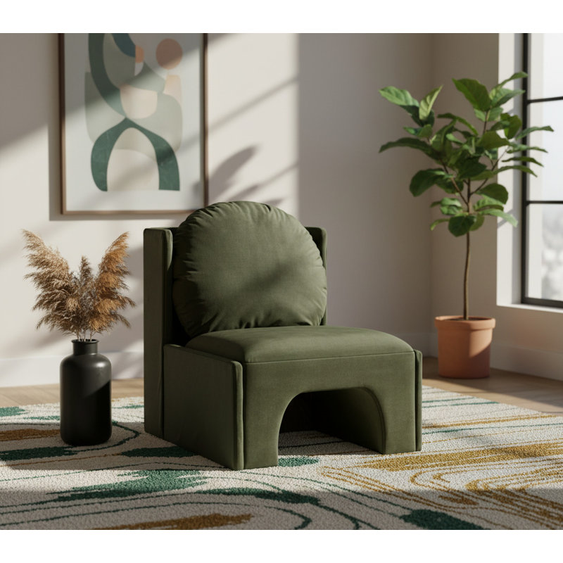 Fauteuil d'appoint en velours Castner, Velours vert