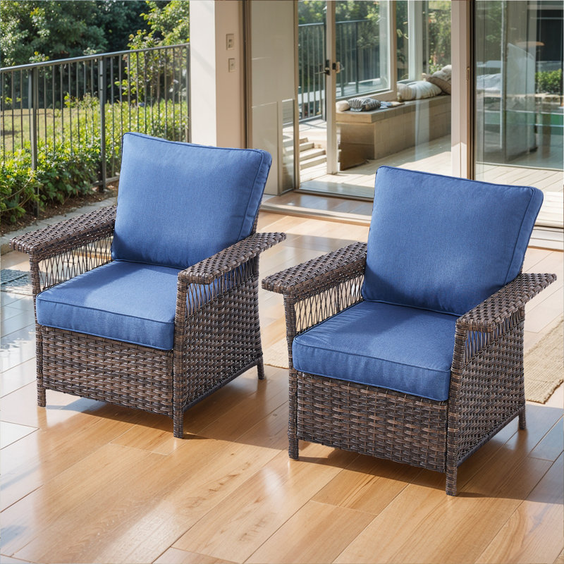 Tapash Wicker Outdoor Lounge Chair, Blue