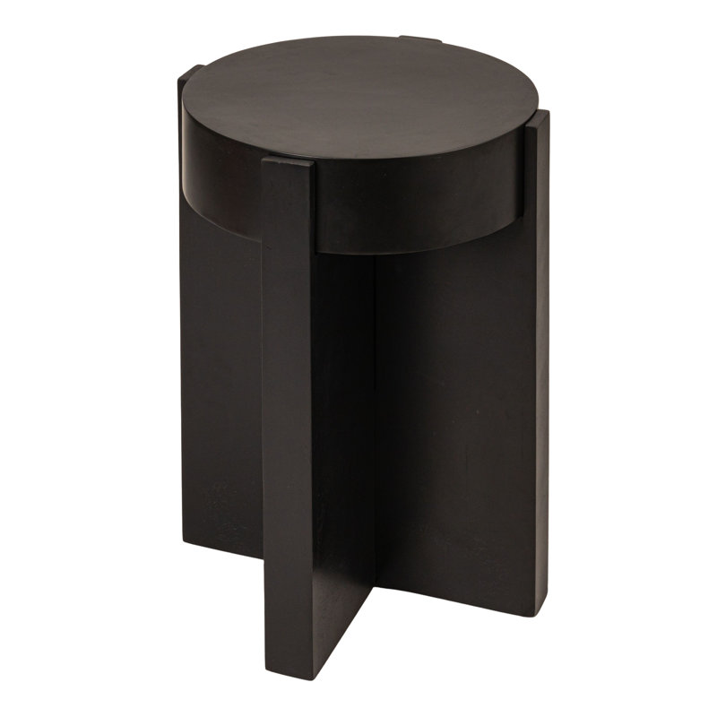 Phoenix Acacia Wood Side Table with Metal Top, Black