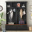 Farmhouse 4-in-1 Hall Tree with Wood Grain Bench and 2 Drawers (Black)-413924283
