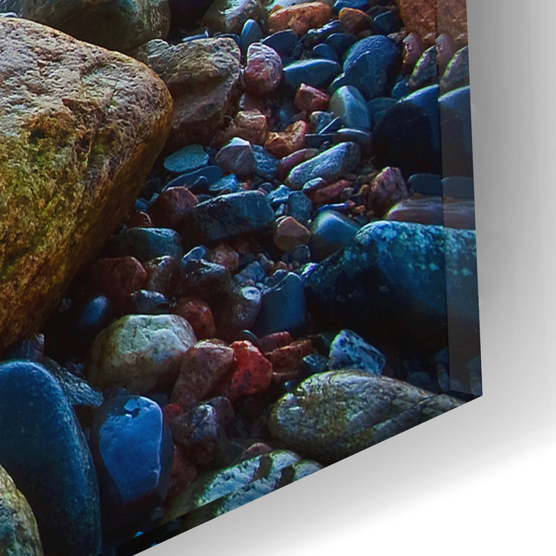 «Schoodic Rocks» par Patrick Zephyr, art mural en verre acrylique, H 12 po x l 16 po x P 0,13 po