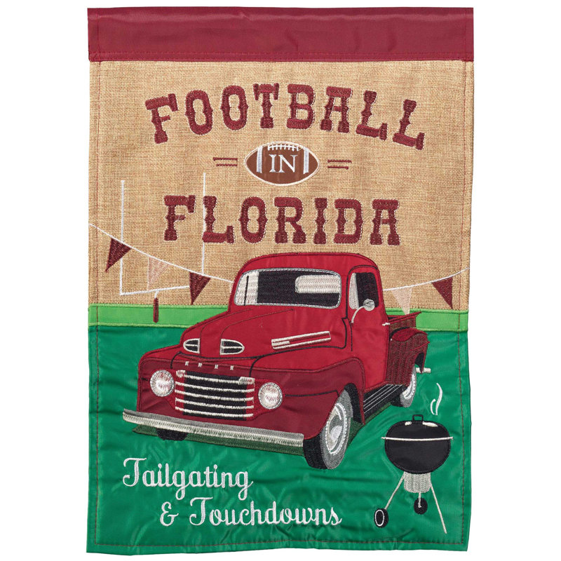 Drapeau de jardin en polyester 18 po x 13 po Alarico, Grenat, Floride