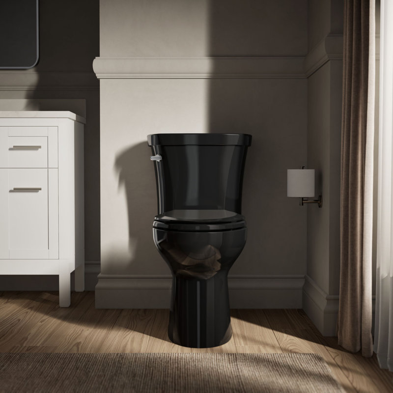 Highline Two-Piece Elongated Toilet, 1.28 Gpf, Black Black