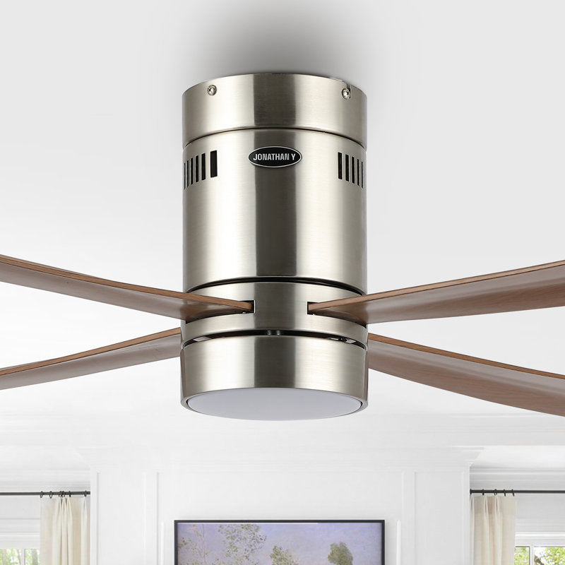 Theo 52'' Ceiling Fan with LED Lights, Neutral Brown Wood Finish