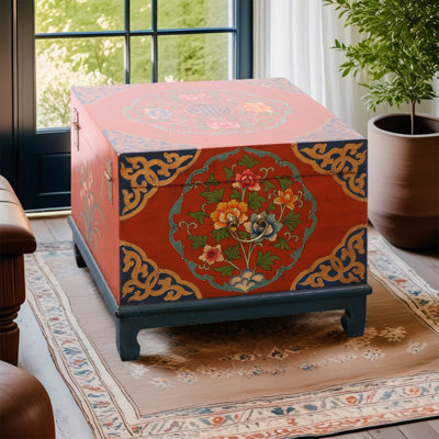 New Chinese-style painted solid wood storage stool