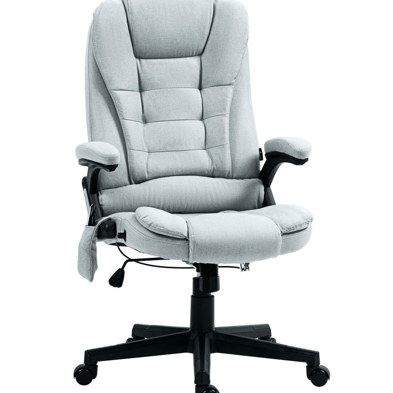 Fauteuil de bureau à 6 points de massage vibrant, gris - inclinable, rembourré, siège réglable pour réduire la fatigue et la chaleur, les maux de dos pendant le travail