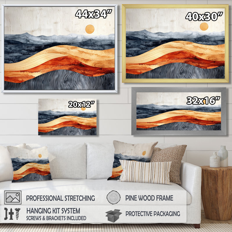Sahara, paysage, rivière ambre, couleurs I - désert, art mural, H 28 po x l 60 po, Toile tendue, Ne s’applique pas