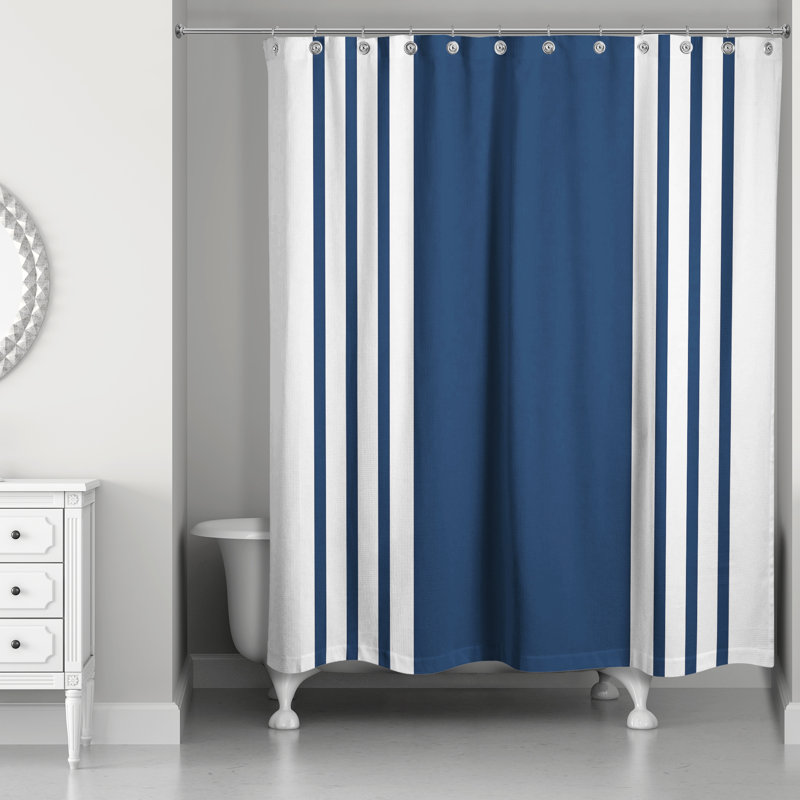 Monaco Striped Shower Curtain, Navy