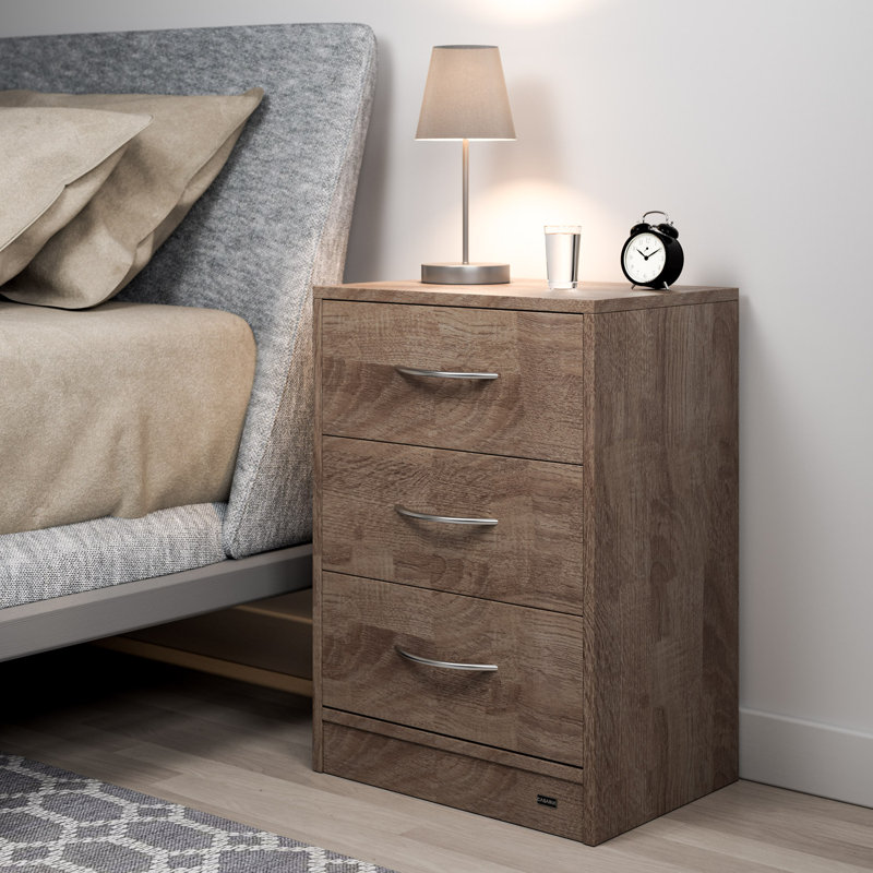 Rodica 28cm W MDF/particle Board Bedside Table, Oak