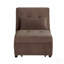 Banc de rangement moderne avec plateau relevable et lit gigogne, meuble en bois massif capitonné en velours marron (1 pièce).-159656410-159656412