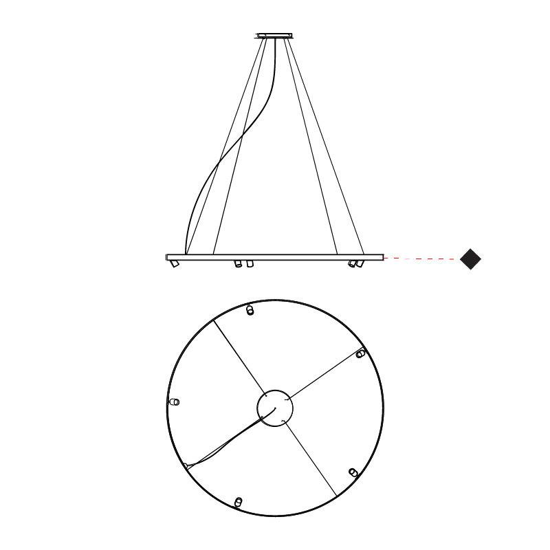 Arena Chandeliers, Black, 2.0625" H x 57.875" W x 57.875" D