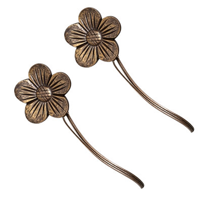 Plasti c curtain clips Vintage Resin Flower Magnetic Curtain Tiebacks Retros Floral Drapery Holdbacks With Strong Magnets And Rope No Drill Decorative Window Curtain Holders