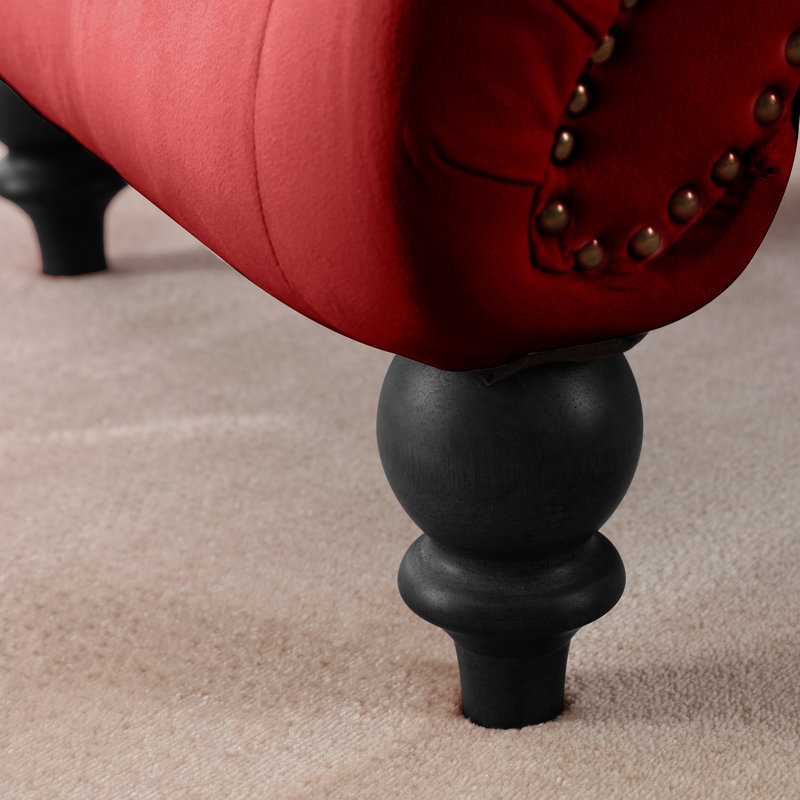 Chaise longue Naes, Velours rouge