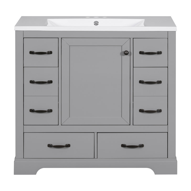 Meuble-lavabo 36 po avec lavabo, Gris