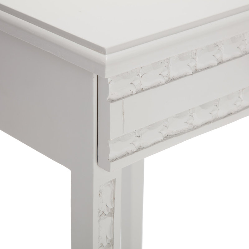 Light Gray Mango Wood End Table with Drawer and Iron Frame