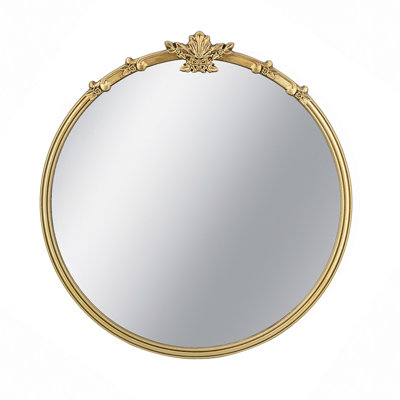 Circle Mirror With Metal Beaded Frame, Wall Mirror For Living Room Bedroom Entryway