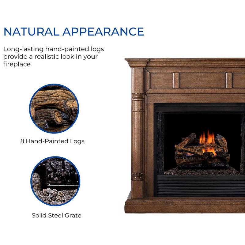 Duluth Forge Ventless Dual Fuel Gas Log Set - 18 in. Split Red Oak - Remote Control, Split Red Oak