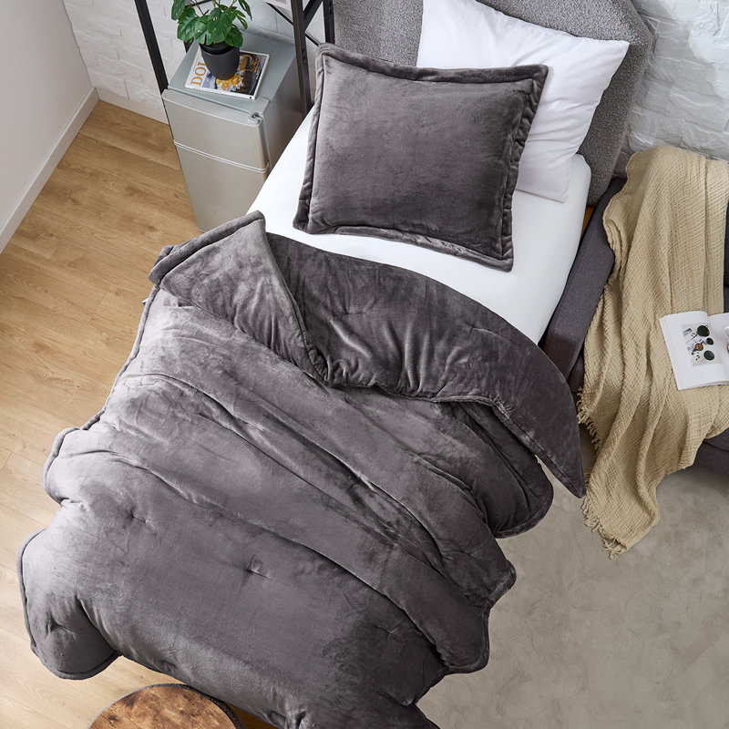 Touchy Feely - Coma Inducer® Oversized Comforter Set - Dark Core Gray, Twin XL  Comforter + 1 Queen Sham