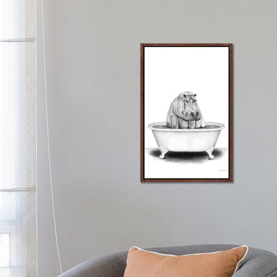 Hippo In Tub by Rachel Nieman - Print on Canvas