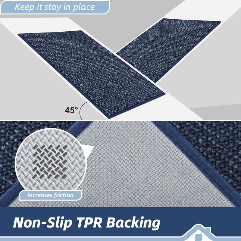 Tapis de porte anti-saleté lavable, Bleu, 20 po x 32 po