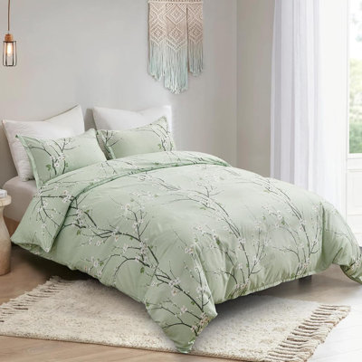 Polyester Floral Duvet Cover Set with Pillowcases Included