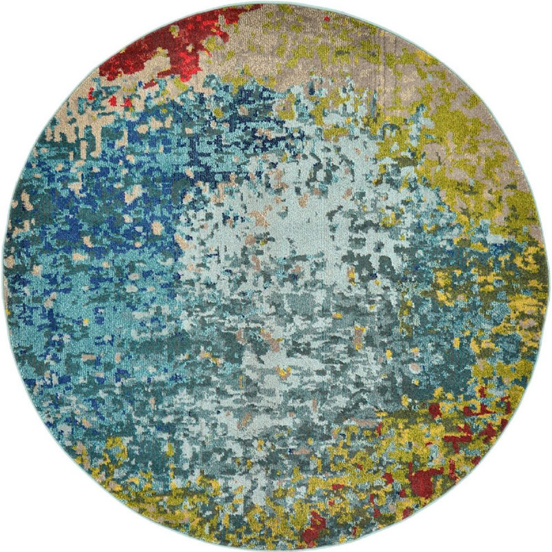 Abstract Indoor Rug, Round 6'