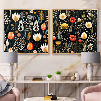 Wenham - Ensemble de 2 collages carrés botaniques abstraits