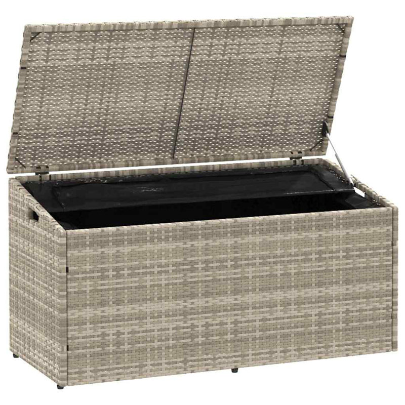 Garden Storage Box 110X50x58 Cm Poly Rattan, Light Grey