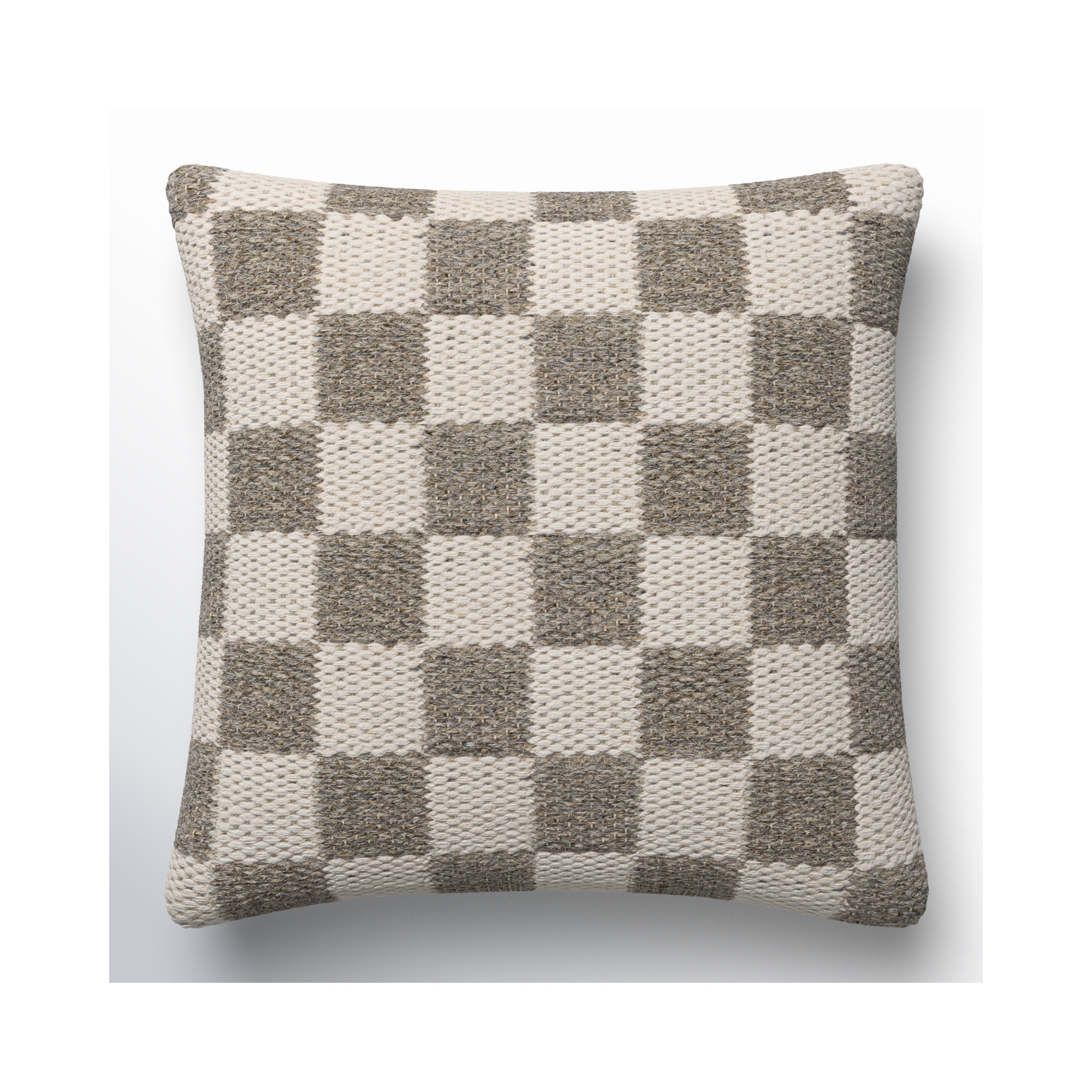 Kimbell Checkered Wool Throw Pillow, 22" x 22", Pillow Cover Only - No Insert