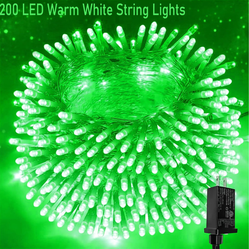 8 Modes 66FT 200 LED Super Bright String Christmas Lights,, Green