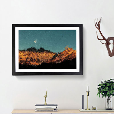 Moon over South Tyrol in Italy in Abstract - Picture Frame Graphic Art Print