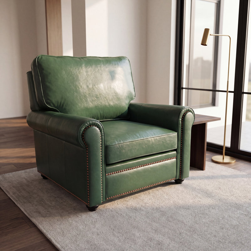 Canapé classique en cuir fleur Chesterfield, 1, Vert