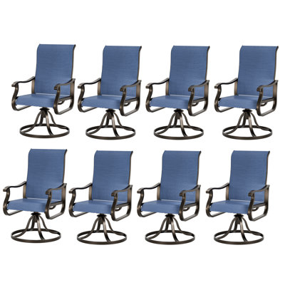 Ensemble 8 pièces de chaises de patio pivotantes à 360 ° 8 pièces
