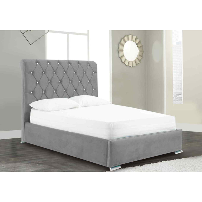 Upholstered Bed, Kingsize (5'), Silver